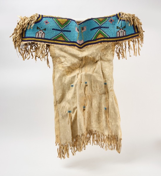 Native American Beadwork Dress with Flags