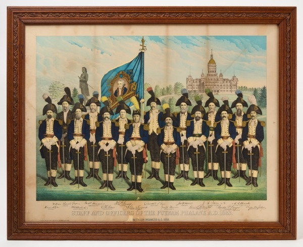 Two Prints -Staff and Officers of the Putnam Phalanx - Chromolithograph