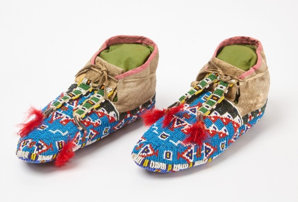 Pair of Ceremonial Fully Beaded Moccasins