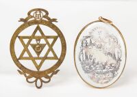 Sterling Masonic Medallion with Seal of Solomon and Enameled Pendant