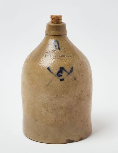 Masonic Decorated Stoneware Jug