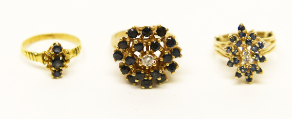 Three 14k Gold Rings with Sapphires