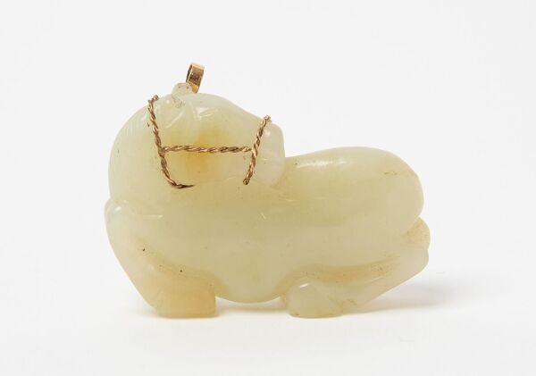 Jade Horse Pendant with Gold Bridle