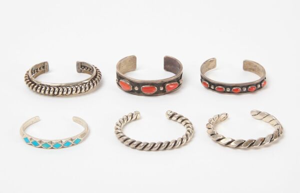 Six Native American Sterling Cuffs