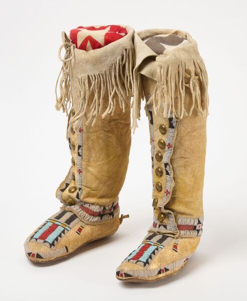 Pair of Plains High-Top Moccasins