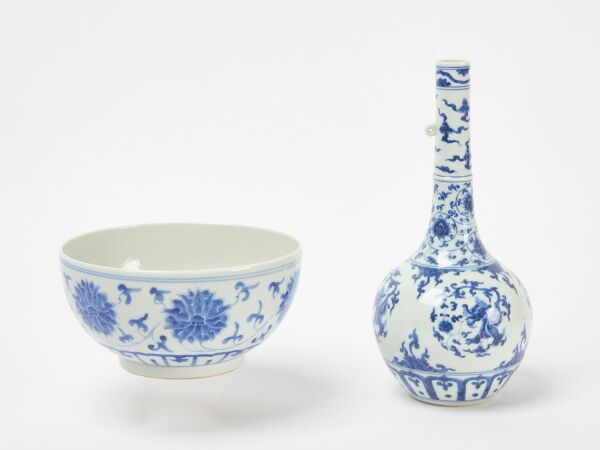 Chinese Ming Bulbous Vase and Qing Bowl
