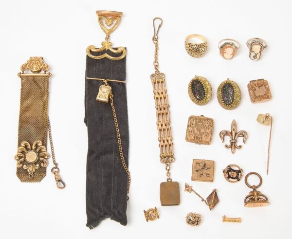 Group of Victorian Gold and Gold-Filled Jewelry, Accessories