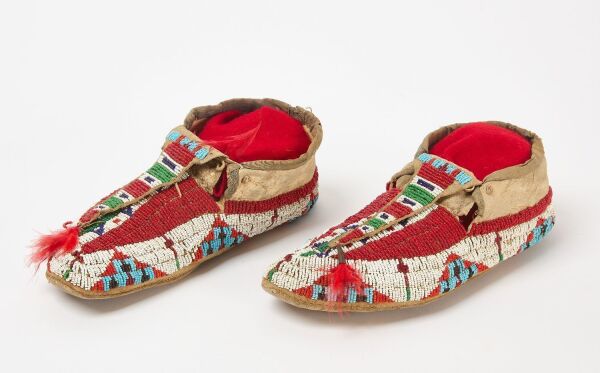 Pair of Native American Beaded Moccasins