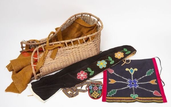 Native Splint Cradle, Papoose Cover, Apron and Pouch