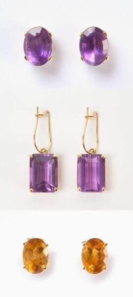 Three Pairs of 14k Earrings