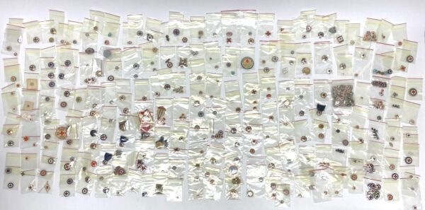 Large Group of Vintage Red Cross Pins with Sterling Examples