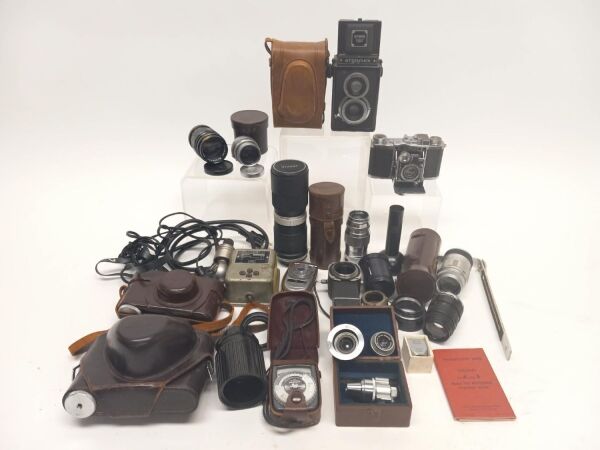 Group of Vintage Cameras, Lenses, Accessories - Leitz, Argoflex