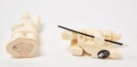 Inuit Carved Bone Native and Polar Bear - 3