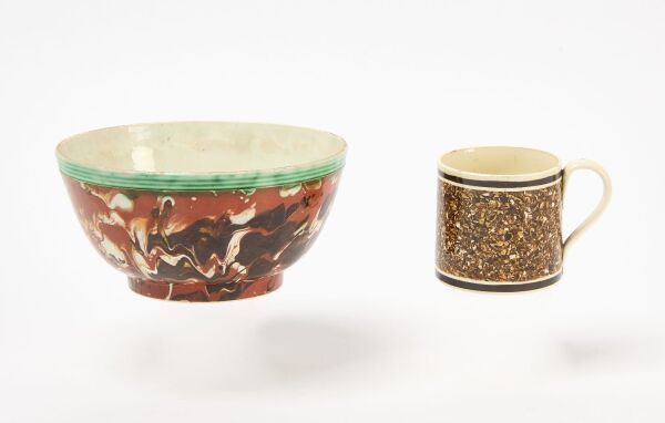 Pennsylvania Creamware Bowl and Child's Mug