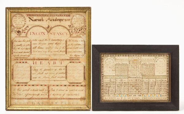 Early Norwich Academy Poem and 1818 Perpetual Calendar