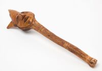 Woodlands Carved Indian Club with Face - 3