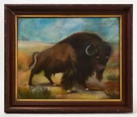 Portrait of a Bison, Signed