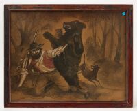 C. Negle - Watercolor of a Man fighting Bear
