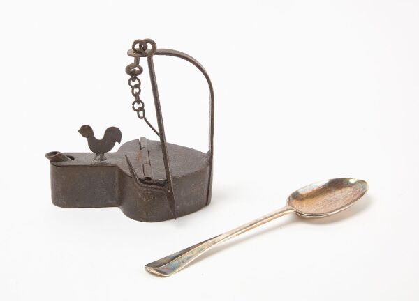 Moulton Silver Spoon and Iron Betty Lamp