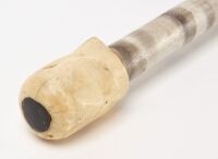 Painted Folk Art Walking Stick with Carved Skull - 3
