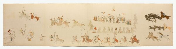 Sioux Pictorial Muslin Painting - Sundance Ceremony