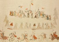 Sioux Pictorial Muslin Painting - Sundance Ceremony - 3