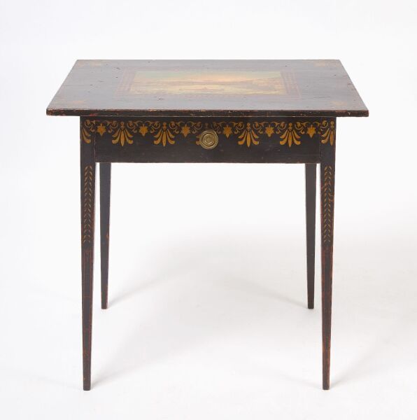 Paint-Decorated Table with Native American