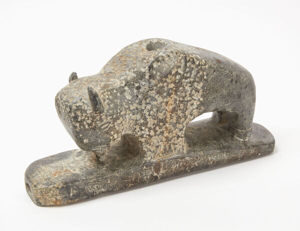 Stone Buffalo Effigy Pipe