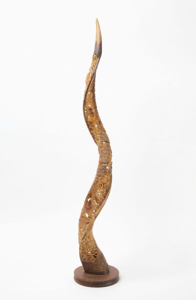 Carved and Signed Kudu Horn