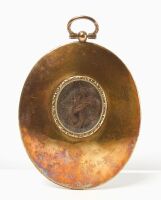 Miniature Portrait on Bone in 15k Gold Pendant with Memorial Hair - 2