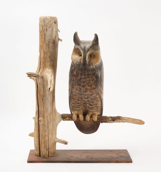 Owl Decoy, signed 'DVC'