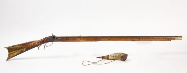R. W. Booth Percussion Rifle with Carved Powder Horn