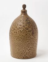 Stoneware Jug with Folk Art Carved Stopper