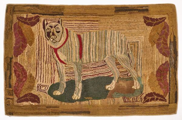 Hooked Rug with Dog