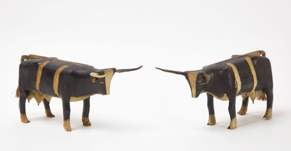 Pair of Carved Folk Art Steer