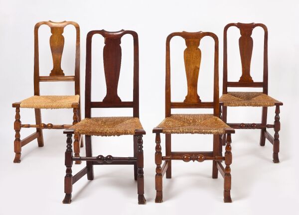 Assembled Set of Four Spanish Foot Dining Chairs