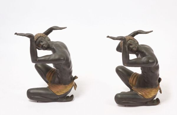 Pair of Nubian Bronze Table Bases