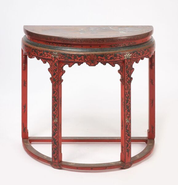 Chinese Demilune Lacquer Table