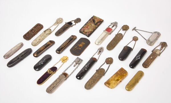 Group of Twenty-Two Antique Eyeglasses Cases