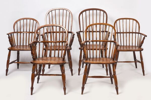 Set of Six English Windsor Chairs