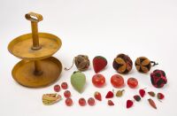 Tole Cookie Stand with Pin Cushions and Fruit - 2