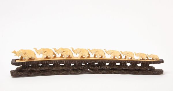 Chinese Carved Bone Parade of Elephants