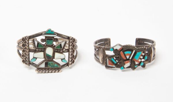 Two Zuni Silver Cuff Bracelets