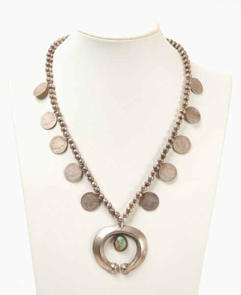 Native American Silver Necklace with Silver Dimes