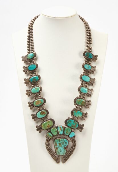 Native American Squash Blossom Necklace with Turquoise