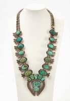 Native American Squash Blossom Necklace with Turquoise