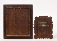 Tramp Art Mirror and Framed Parchmentcraft Cross - 2