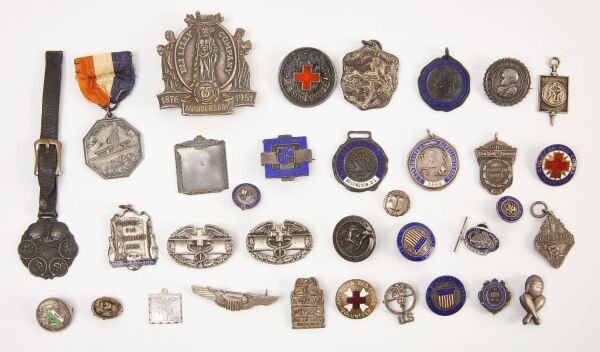 Collection of Sterling Silver Pins and Medals