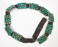 Native American Sterling Concho Belt with Turquoise