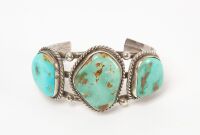 Two Navajo Silver and Turquoise Cuff Bracelets - 2